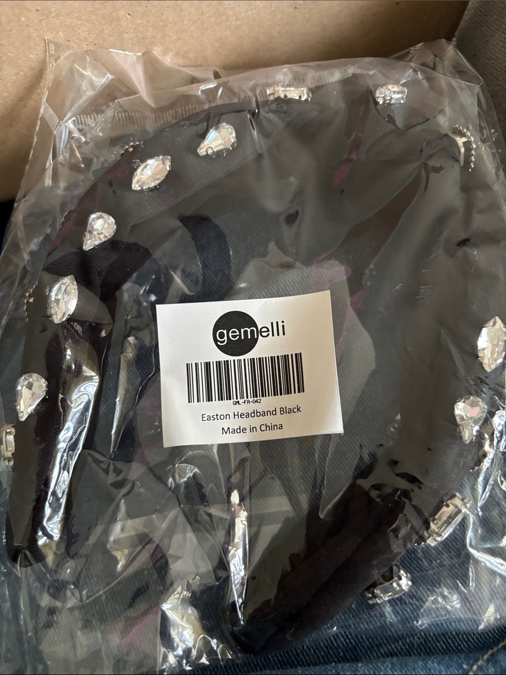Gemelli Black Jeweled Headband